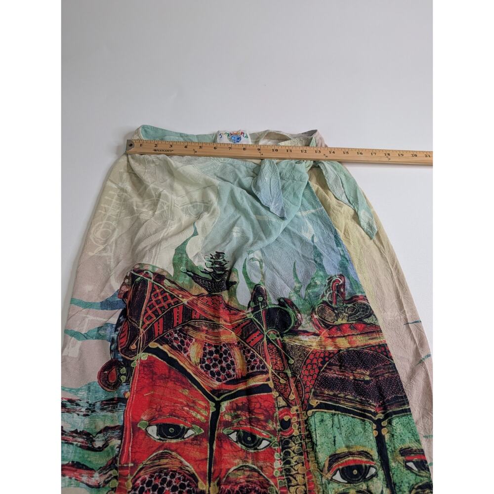 Jam's World Rare Limited Edition Mask Sarong Wrap Skirt Vtg L - Picture 7 of 11